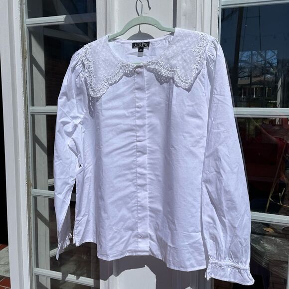J Crew Lace Collar Poplin Cotton Top NWT - Picture 12 of 14